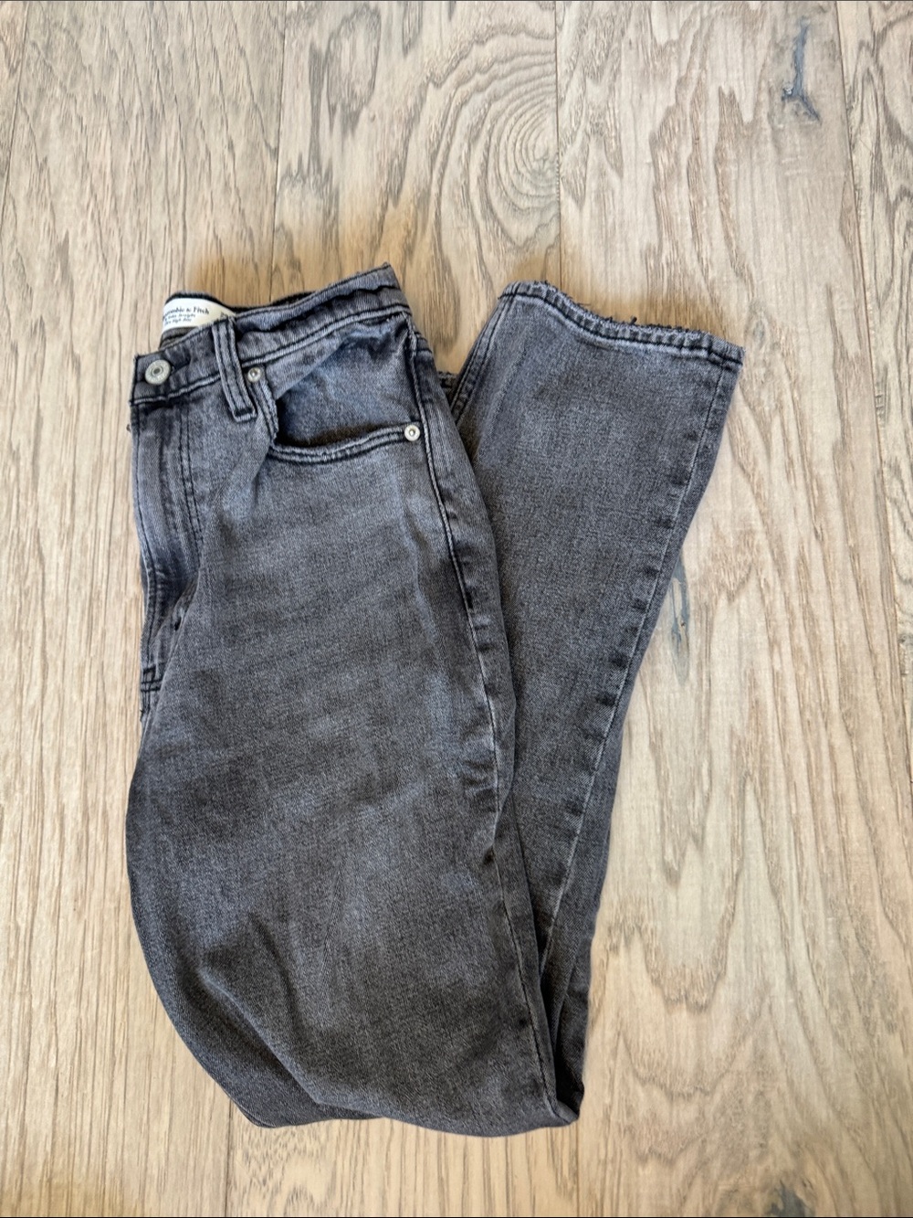 Abercrombie & Fitch Curve Love Ultra High Rise Ankle Straight Leg Jeans — Gray